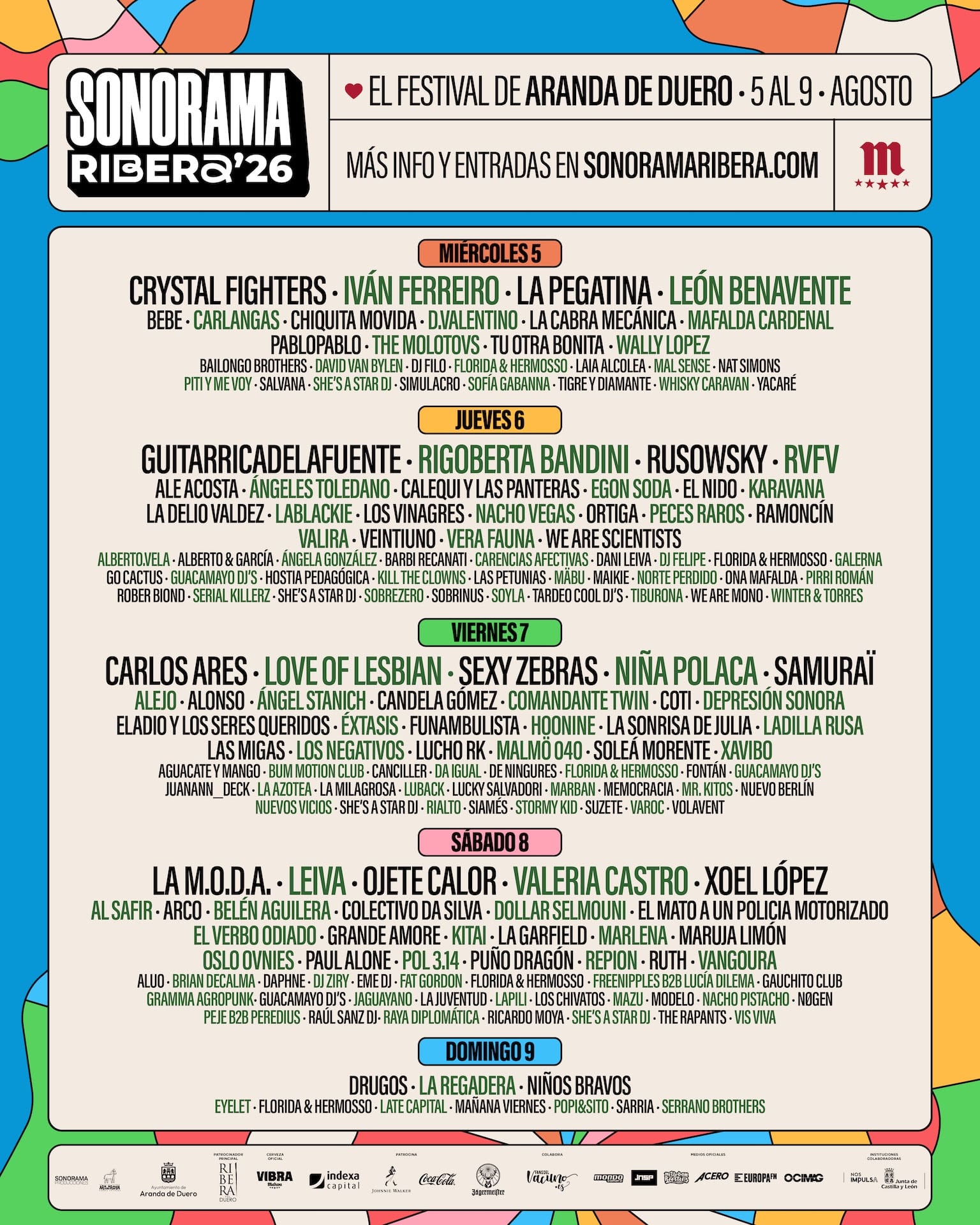 Sonorama Ribera 2026 publiserer timeplanene sine